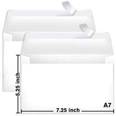 White Invitation Envelopes 5.25″x7.25″ A7 Self Seal Envelope 5X7 for Cards 50PK