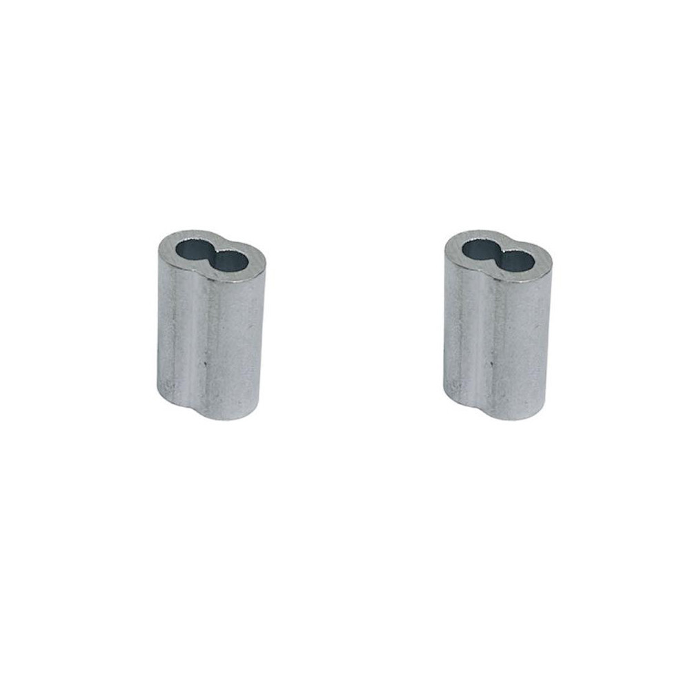 2 Pc 3/8″ Aluminum Sleeve Wire Rope Swage Crimp Clip Duplex Oval Sleeves