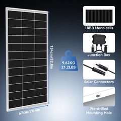 200W 12V 18BB Solar Panel Mono Battery Charge RV PV Home Off-Grid Battery Power
