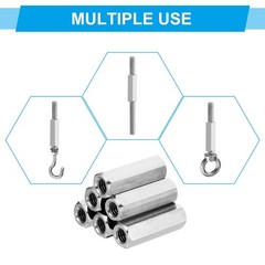 3Pcs 5/16″-18 UNC 2″ Length 304 Stainless Steel Coarse Hex Coupling Nuts