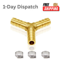 Joywayus 3/8 Hose Barb Y Shaped 3 Way Union Fitting Brass Water Fuel Air
