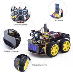 Smart Car Kit,4Wd Programmable DIY Starter Kit for Arduino for Uno R3,Electronic