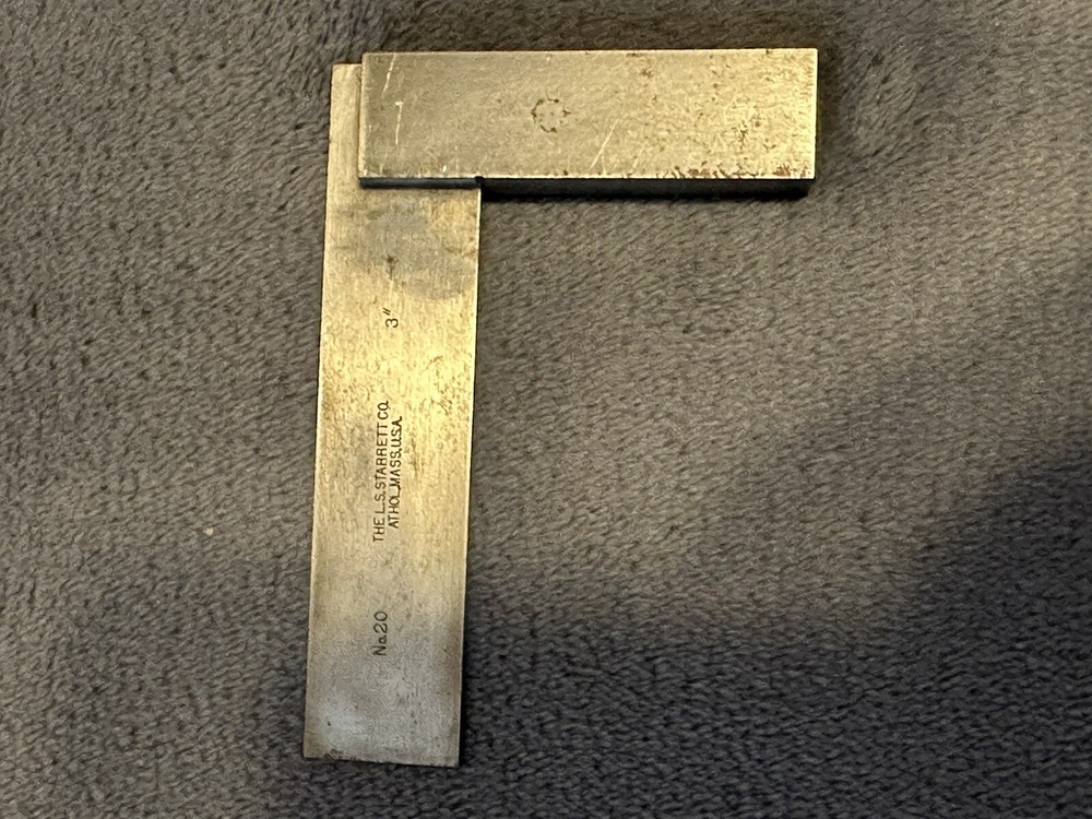 The L.S. Starrett Co. No. 20 Hardened Steel 3” -Square with Straight Edge!!!!