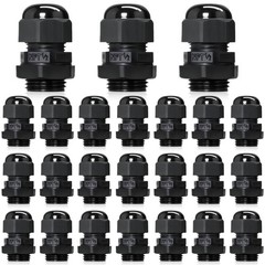24 PCS 1/2 Inch NPT Black Adjustable Cable Glands IP68 Waterproof