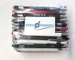 100 Misprint METAL Pens – Soft Touch Stylus Click Pen Lot Mixed Colors & Inks