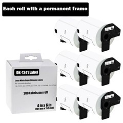 6Rolls 4″x6″ Large White Paper Shipping Labels DK-1241 for Brother QL-1110NWB