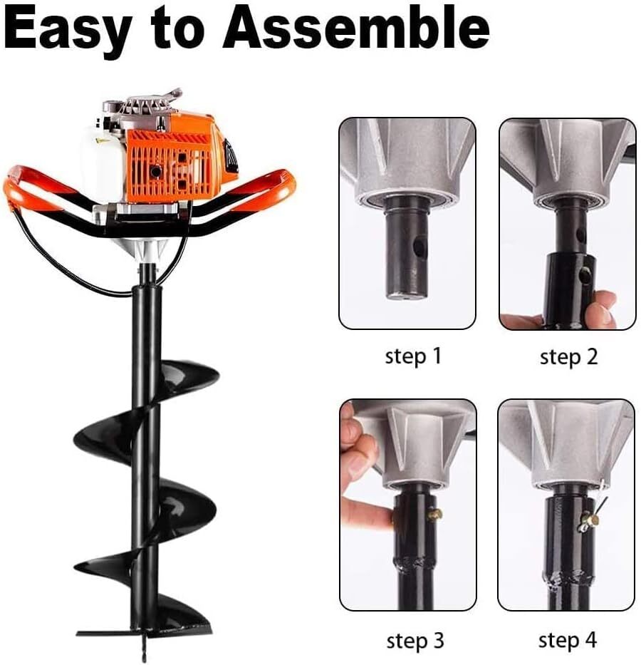 72CC Post Hole Digger with 4″ 8″ 12″ Auger, Powerful Gas Engine for Digging