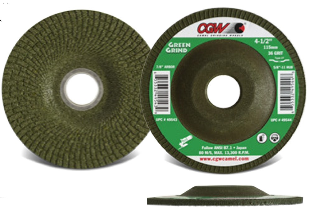 3pcs 4-1/2″ x 5/32″ x 7/8″ Type 27 Green Fast Grinding Wheels 36 Grit CGW Japan