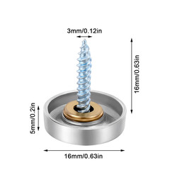 12 Stainless Steel Screw Cover Caps, 0.63″/16Mm Diameter, Silver Mirror Finish