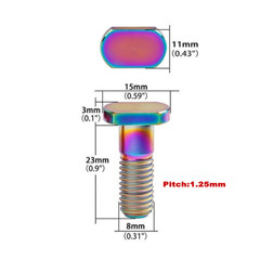 M8x23mm T Bolt Square Head Titanium Ti Screw Pitch 1.25mm For Bicycle Motorcycle