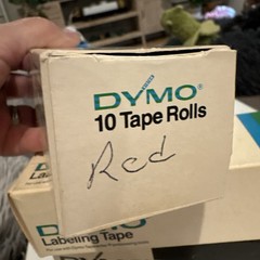 3 Boxes = 24 Rolls Vintage Dymo Labeling Embossing Tape Red & Blue Glossy 1977