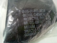 US Military Chemical Protective Glove Set Black Rubber Small Biological NBC