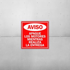 Square Plus Aviso: Apague Los Motores Mientras Realiza La Entrega Sign