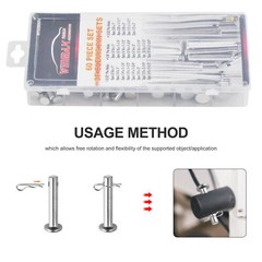 Universal 60 Pieces Clevis Pin Assortment 3/32 in,1/8 in and 5/32in Pin Hole