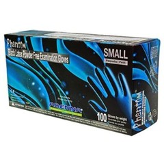 Adenna Phantom Latex Exam Gloves: Small, Black, Powder-free, Fully
