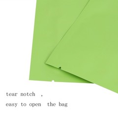 Double-Side Green Flat Open Top Mylar Sample Bags Pouches Variety Quantity Sizes