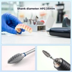 Dental Lab Tungsten Carbide Burs HP 2.35mm Polishing Bur Low Speed AZDENT