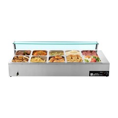 Uimoso Commercial Food Warmer 10-Pan 1700W Buffet Bain Marie with Glass Lid
