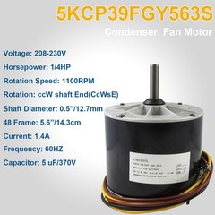 Fan Motor 1/4 HP 208-230 Volt Y7S623C835L for Zhongshan Broad-Ocean HC39GE226