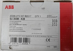 ABB SU203M-K25 Circuit Breaker 25A 240/480Vac 3Pole Din Rail 2CDS273337R0517 NEW