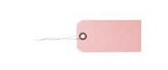 100 – 4 3/4″ x 2 3/8″ Pink Inventory Tags Strung with ELASTIC Stretchable String