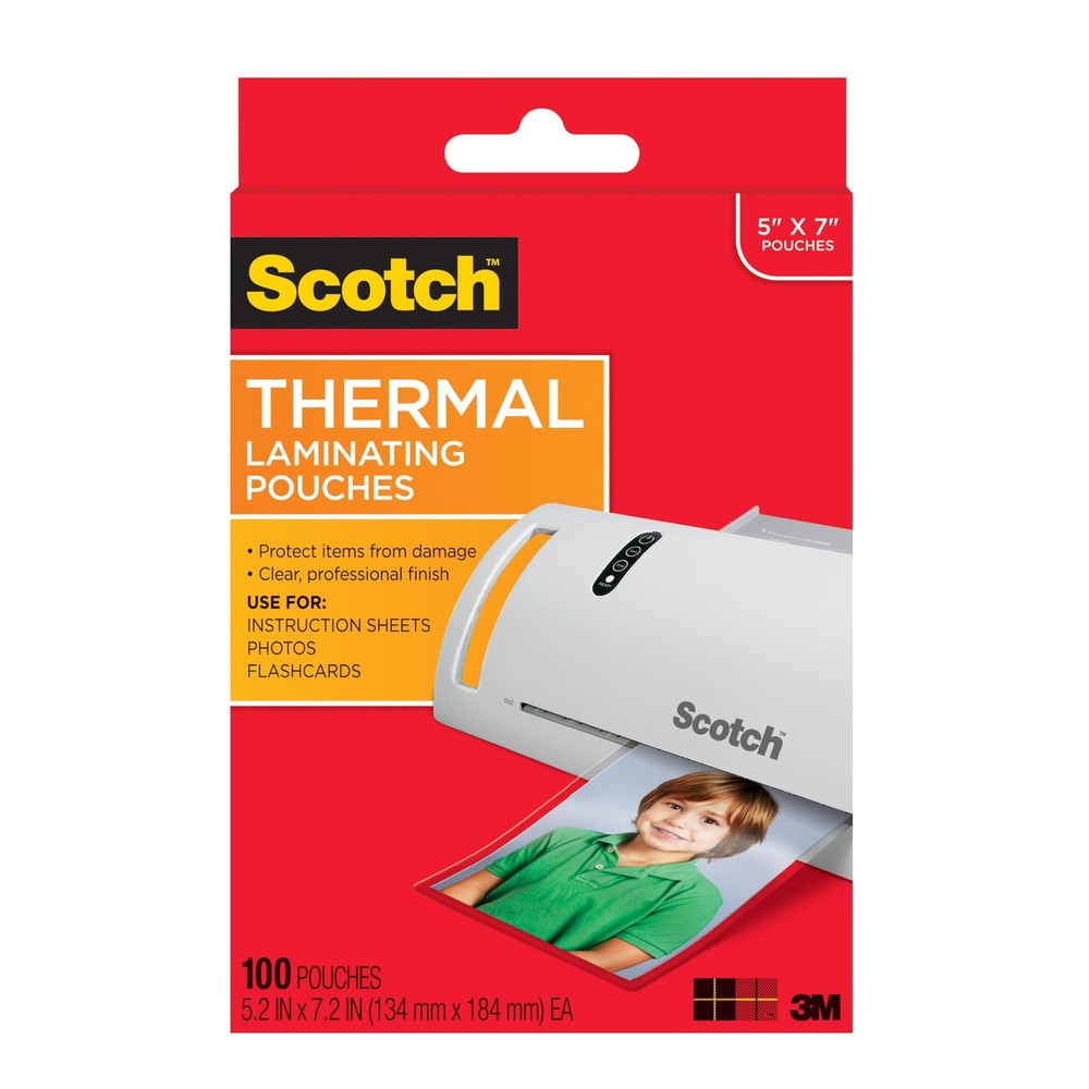 Scotch Thermal Laminating Pouches Premium Quality, 5 Mil 100-Pouches, Clear