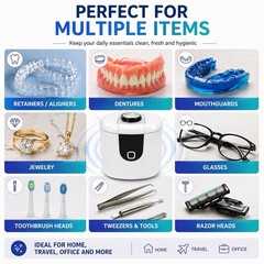 Ultrasonic Retainer Cleaner 45kHz Protable Retainer Cleaner UV LED