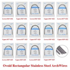 10 Packs/100pcs Dental Orthodontic Stainless Steel Rectangular Arch Wires Ovoid