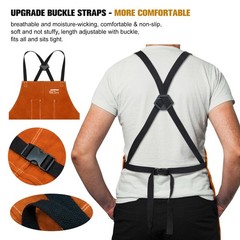ARCCAPTAIN Work Aprons Welding Cowhide Blacksmith Apron 24″ X 36″ with 6 Pockets