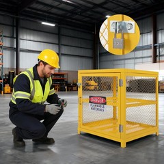 Horizontal Cylinder Storage Cabinet, 4 Cylinder Capacity w/Anti-Slip Guardrails