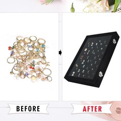 Siveit Rings Organizer Tray 10 Slots Velvet Ring 13.9 x 9.6 x 2 inches, Black