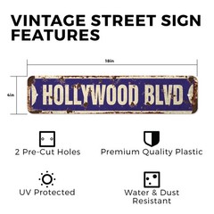 HOLLYWOOD BLVD Vintage Style Street Sign california boulevard CA tinsel town