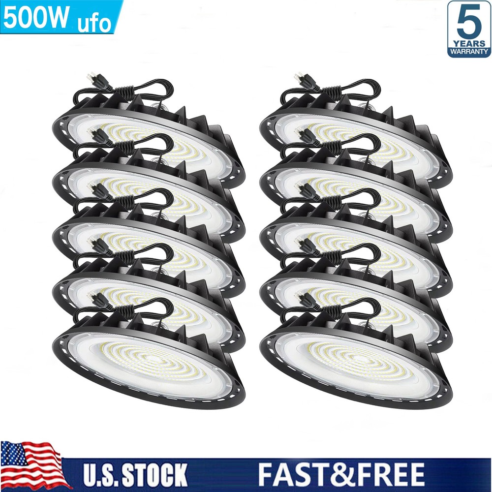10 Pack 500W UFO Led High Bay Light Shop Industrial Commercial Factory Warehouse