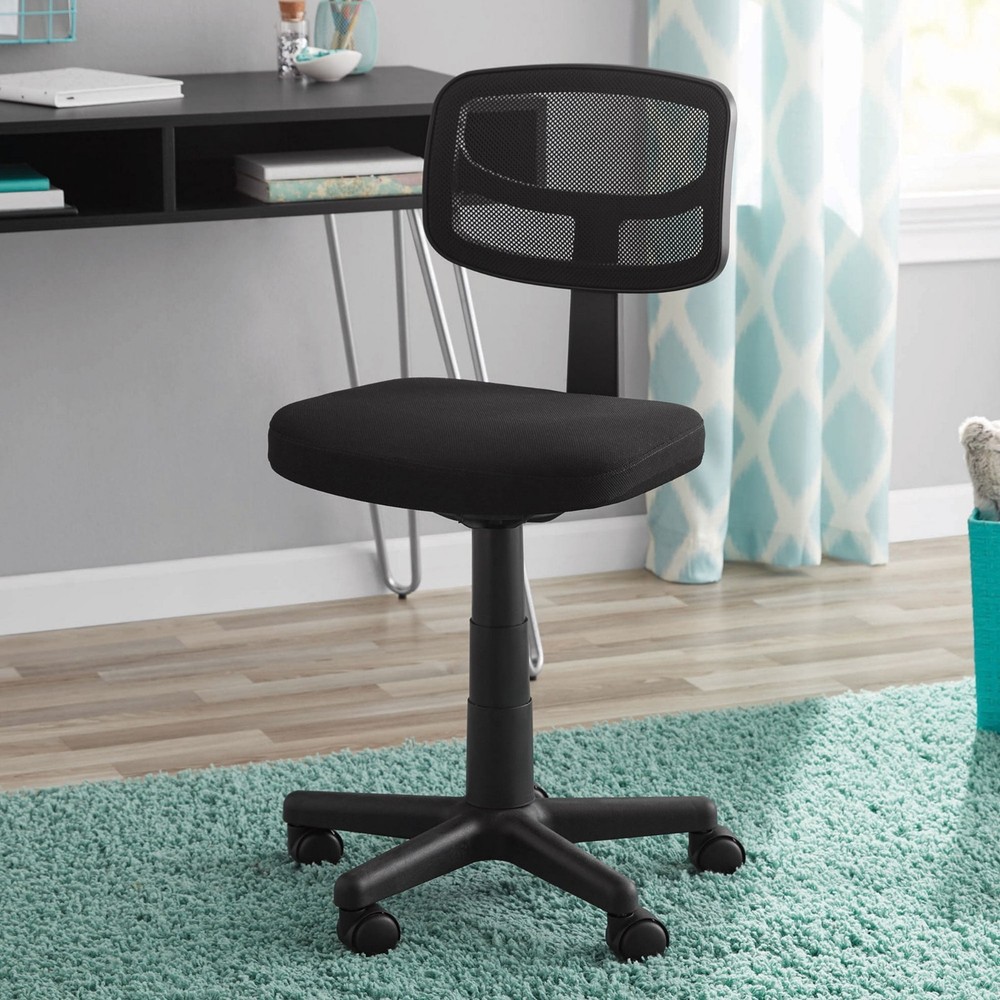 Mesh Task Chair Plush Padded Seat Black Adjustable Office Chair