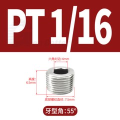 Stainless Steel Internal Hex Male Blanking Plug with BSPP, BSPT and NPT Threads