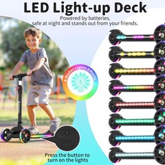 A9 Scooter Kids 312 Years, 3 Wheel Folding Scooter with LED Light Up Wheels…