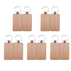 40pcs/pack Rectangle Blank Wood Keychain Diy Custom Wood Key Chains Key Tags