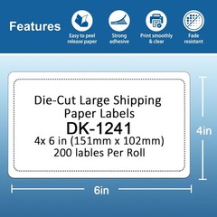 Compatible with Brother DK-1241 Die-Cut Large Shipping Label, 4″ x 6″ (102 mm…