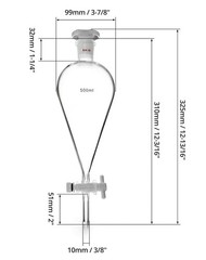 500ml Separating Funnel with 24/29 Joints and PTFE Plug