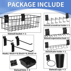 28 Pieces Slatwall Accessories Organizer Kit with Slatwall Hooks, Slatwall Bi
