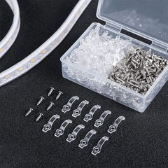Boao 100 Pack LED Strip Light Mounting Clips Brackets 10 mm, Transparent