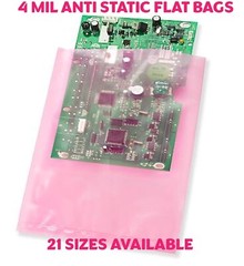 Pink Open Ended Flat Top Anti-Static Bag AntiStatic Poly Bags 4mil Electronic