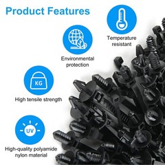 160pcs Push Mount Cable Zip Ties 5 Sizes Self Locking Cable Strap Assortment Kit
