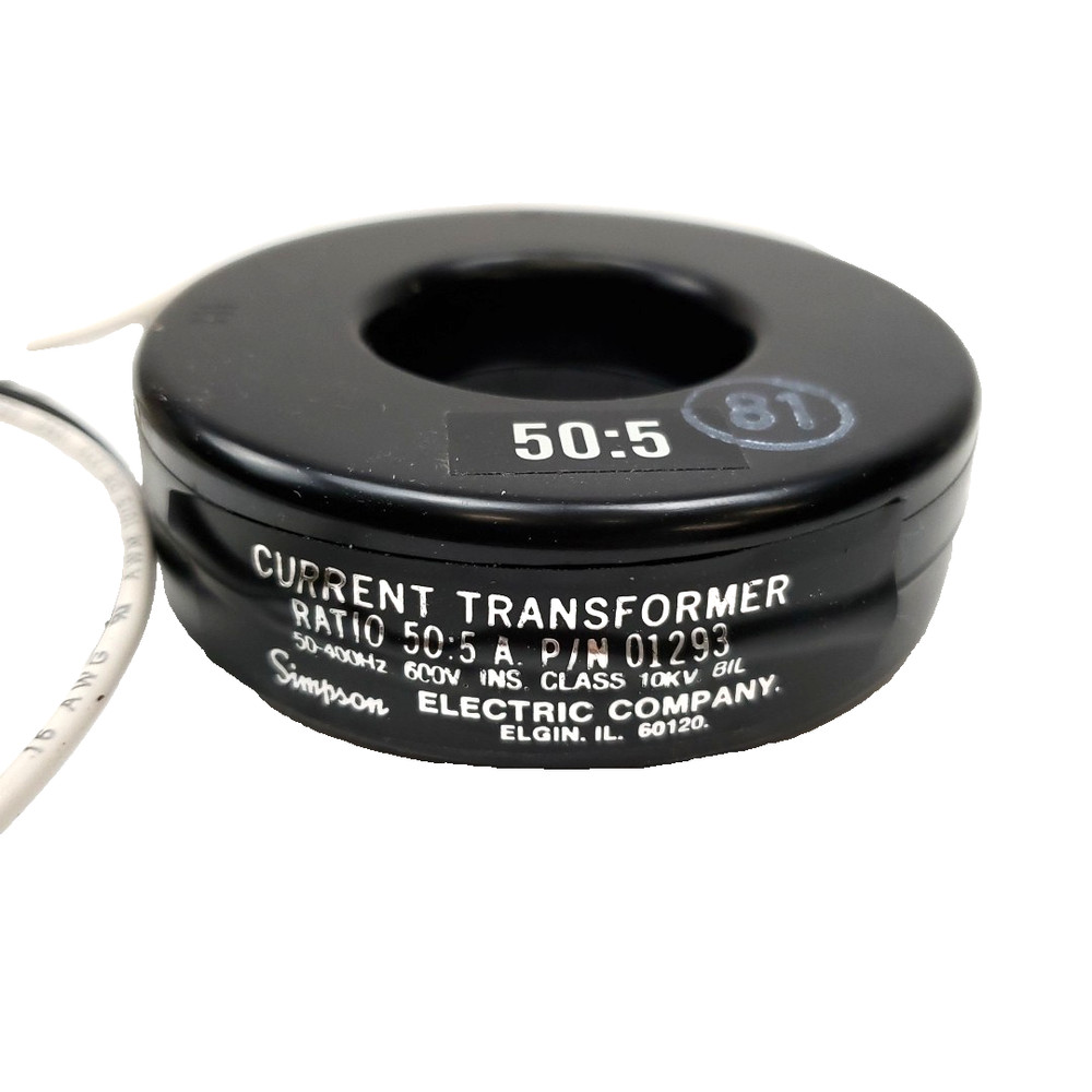 Simpson Current Transformer 01293 50:5A 50-400 HZ 600V