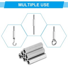 6Set M5 x 0.8 Pitch 30mm Length Stainless Steel Coarse Hex Coupling Nut
