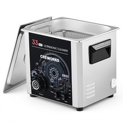 CREWORKS 33kHz 10L 240W Ultrasonic Cleaner with Degas & Gentle Modes Adj. Timer