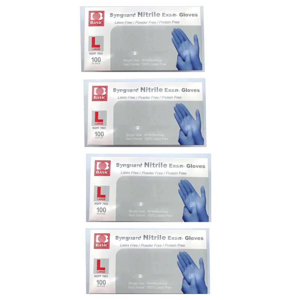 Synguard Nitrile Exam Gloves Powder-Free Blue large (4x 100/Bx)