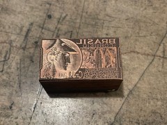Printing Letterpress Print Block Copper Brasil / Brazil Postage Stamp (2528)