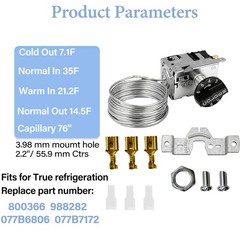 800366 Temp Control Kit Fits for True Refrigeration Replace 077B6806 077B7172