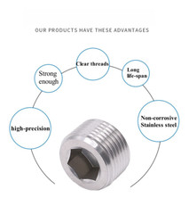 20pcs SS304 Pipe Plug 3/8″ NPT Male Thread Hex Internal Head Socket Fitting USA